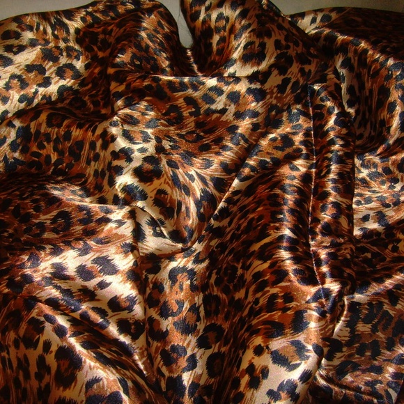 Leopard Print Satin-Like Fabric 3 Yards/54 Inches Wide - Picture 4 of 5